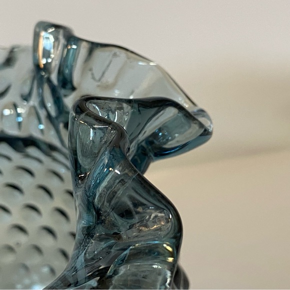 RARE Fenton Hobnail Ruffled Bowl Vase Federal Blue 5” Excellent Condition Fots - Picture 12 of 16